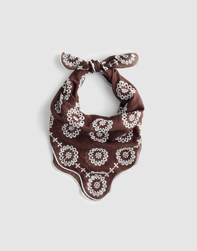 Organic Cotton Eyelet Bandana DARK BROWN