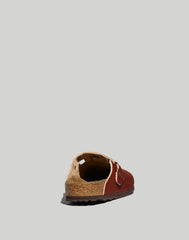 Birkenstock&reg; Boston Textured Leather Soft Footbed Clogs ROAST