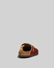 Birkenstock&reg; Boston Textured Leather Soft Footbed Clogs ROAST