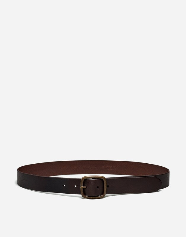 Leather Center-Bar Belt DARK COFFEE