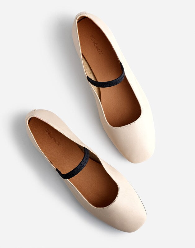 The Greta Mary Jane Flat ECRU