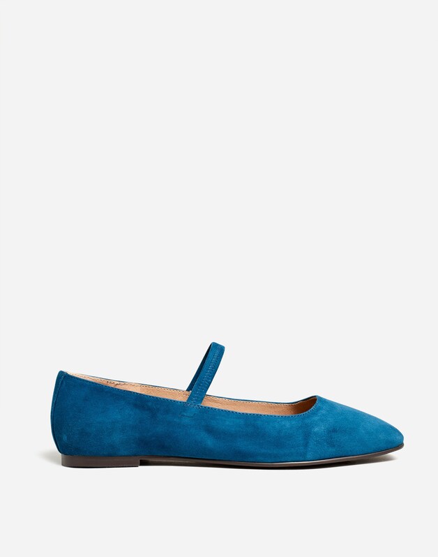 The Greta Mary Jane Flat in Suede VINTAGE INK