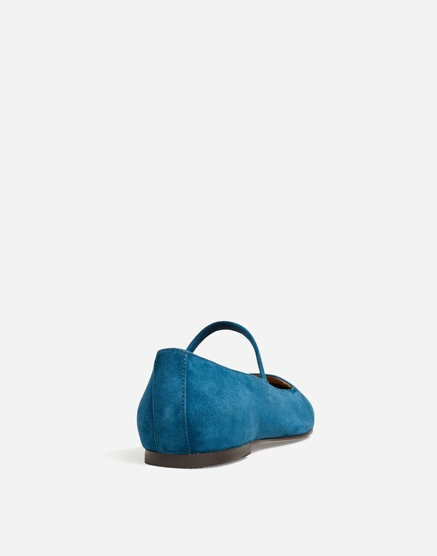 The Greta Mary Jane Flat in Suede VINTAGE INK