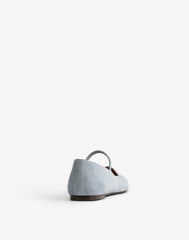 The Greta Mary Jane Flat in Suede SERENE BLUE