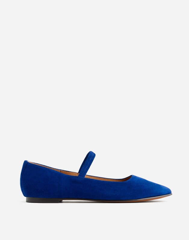 The Greta Mary Jane Flat in Suede DEEP ROYAL