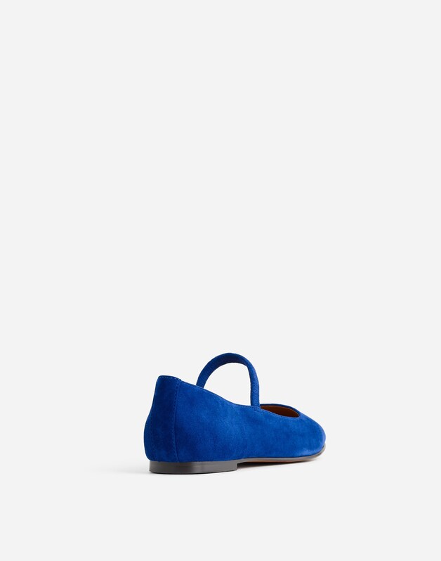 The Greta Mary Jane Flat in Suede DEEP ROYAL