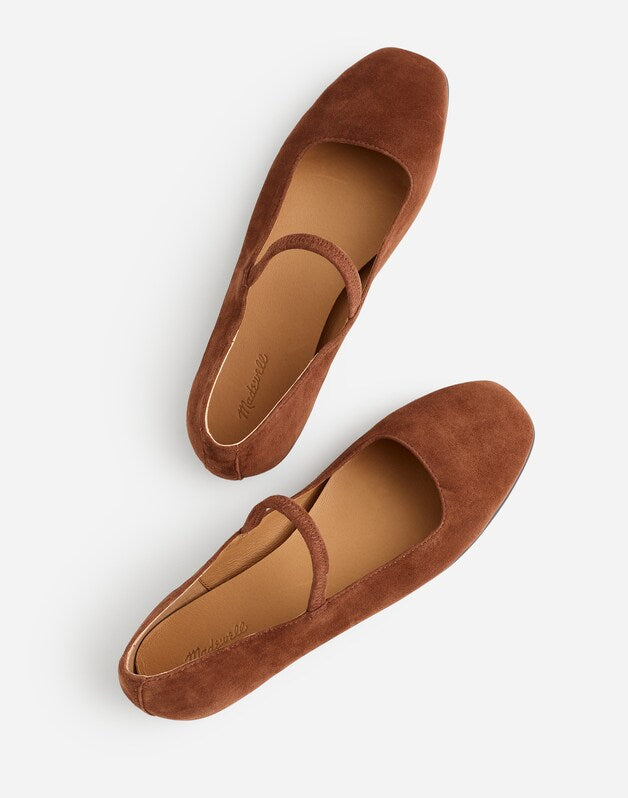 The Greta Mary Jane Flat in Suede SOFT MAHOGANY