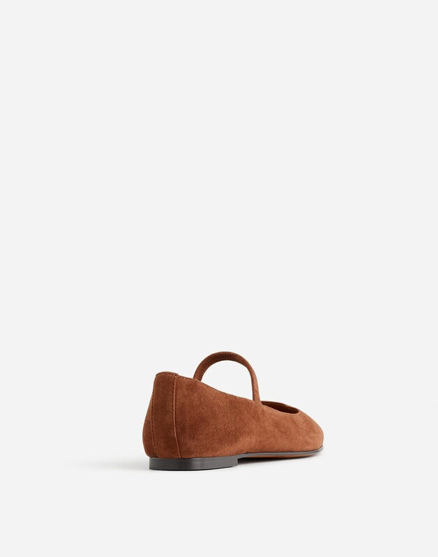 The Greta Mary Jane Flat in Suede SOFT MAHOGANY