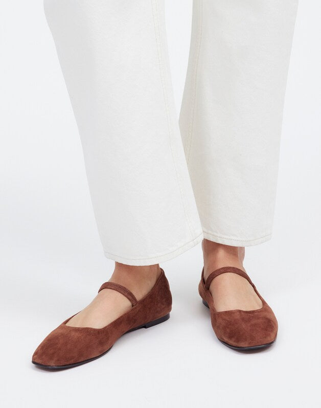 The Greta Mary Jane Flat in Suede SOFT MAHOGANY