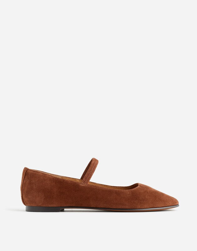The Greta Mary Jane Flat in Suede SOFT MAHOGANY