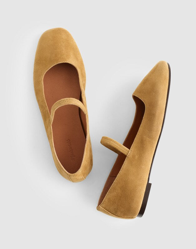 The Greta Mary Jane Flat in Suede OLIVE SURPLUS