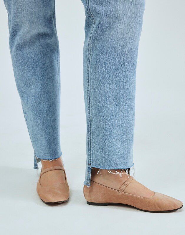 The Greta Mary Jane Flat in Suede WARM SAND