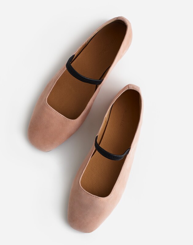 The Greta Mary Jane Flat in Suede PALE BLUSH