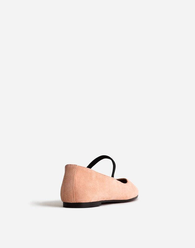 The Greta Mary Jane Flat in Suede PALE BLUSH