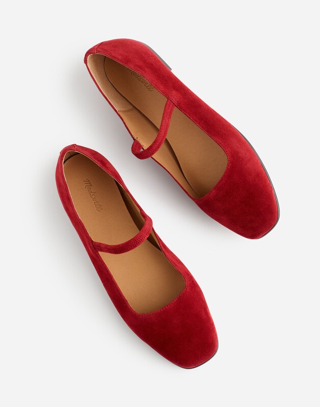 The Greta Mary Jane Flat in Suede RUBY PORT