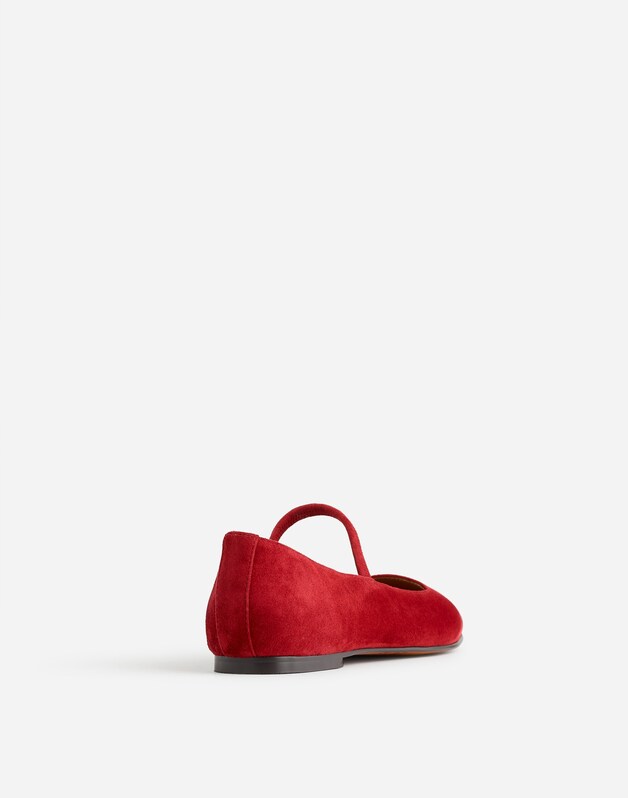 The Greta Mary Jane Flat in Suede RUBY PORT