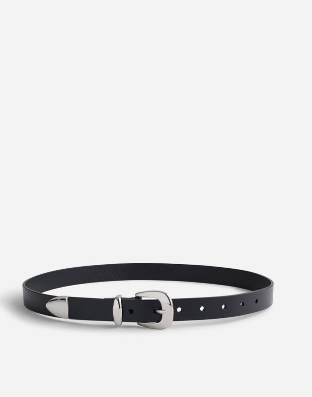 Skinny Leather Western Belt TRUE BLACK