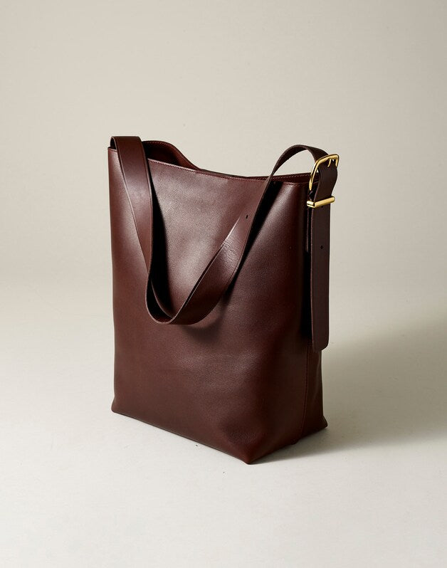 The Essential Bucket Tote in Leather CHOCOLATE RAISIN