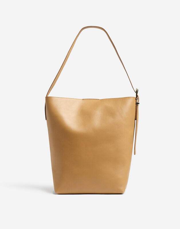 The Essential Bucket Tote in Leather AMBER BROWN
