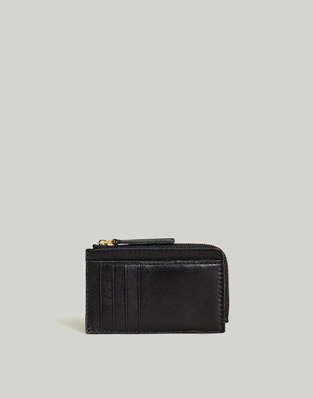 The Zip Card Case Wallet in Waxed Leather TRUE BLACK