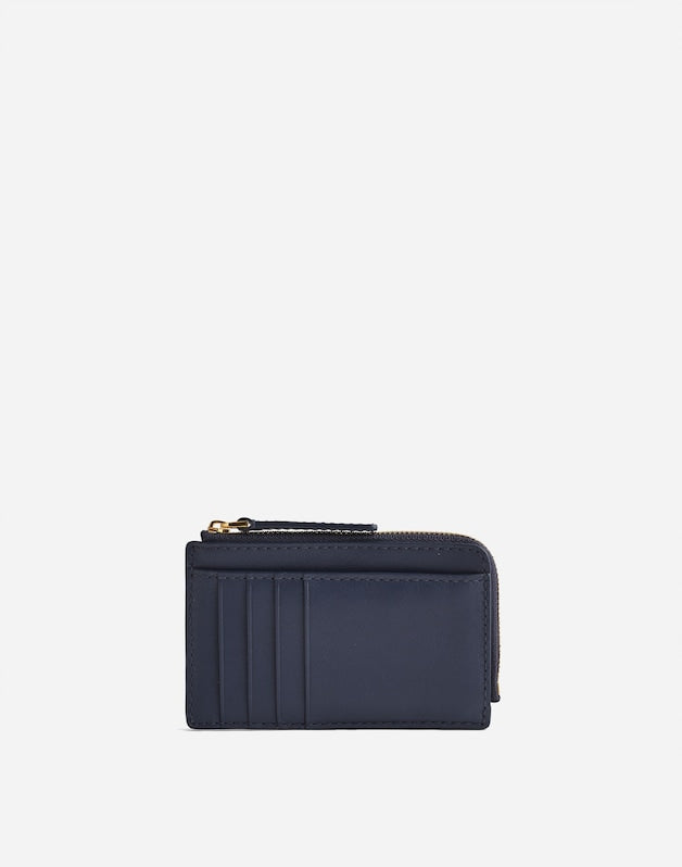 The Zip Card Case Wallet in Waxed Leather NIGHTTIME