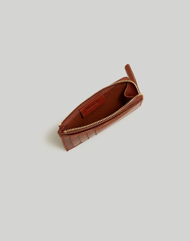 The Zip Card Case Wallet in Waxed Leather WARM CINNAMON