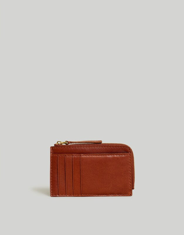 The Zip Card Case Wallet in Waxed Leather WARM CINNAMON
