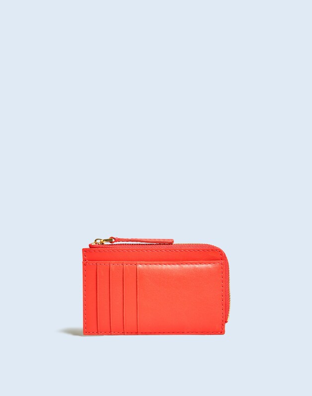 The Zip Card Case Wallet in Waxed Leather HIMALAYAN ORANGE