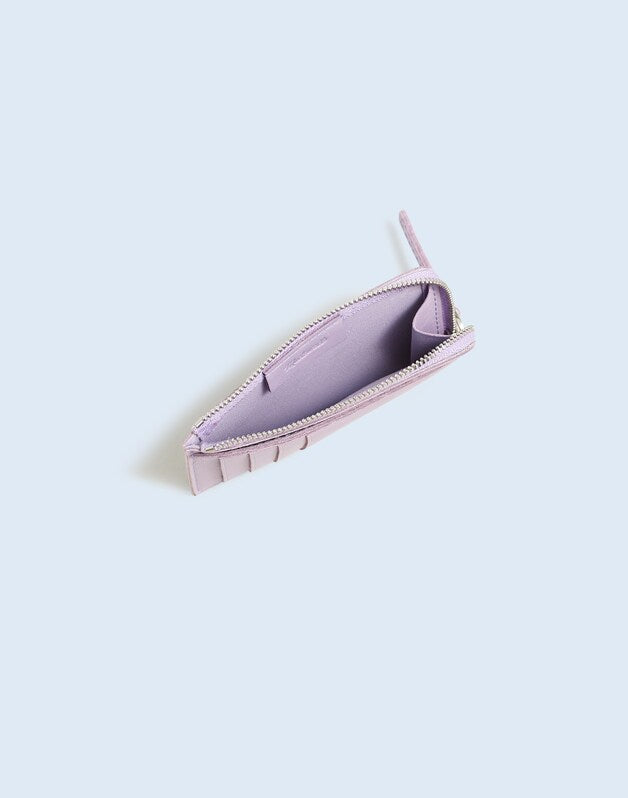 The Zip Card Case Wallet in Waxed Leather WHISPER VIOLET