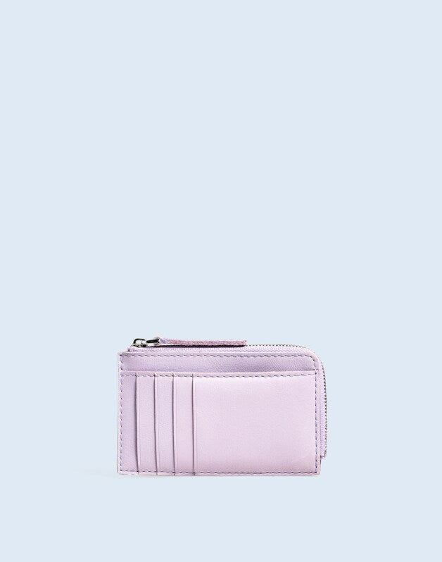 The Zip Card Case Wallet in Waxed Leather WHISPER VIOLET