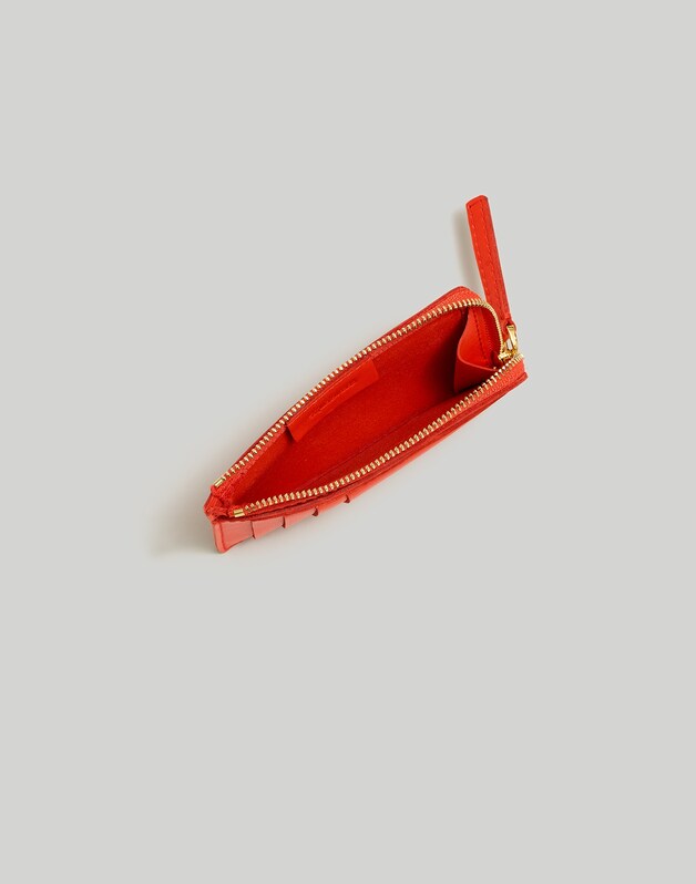 The Zip Card Case Wallet in Waxed Leather WILD POPPY