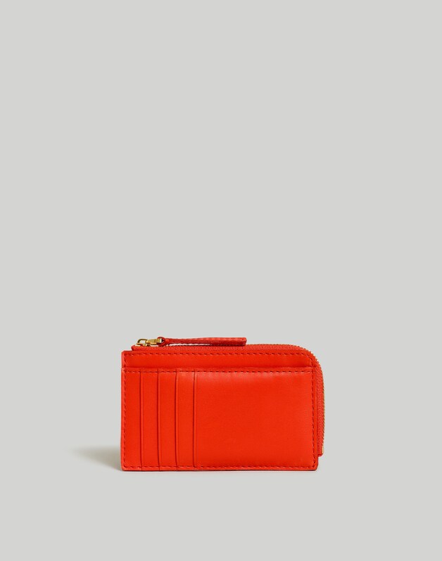 The Zip Card Case Wallet in Waxed Leather WILD POPPY