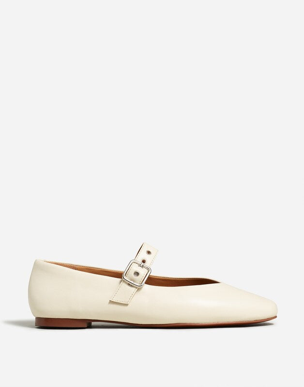 The Remy Mary Jane Flat ECRU
