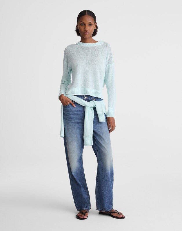 Linen Drop-Shoulder Sweater LIGHT TURQUOISE