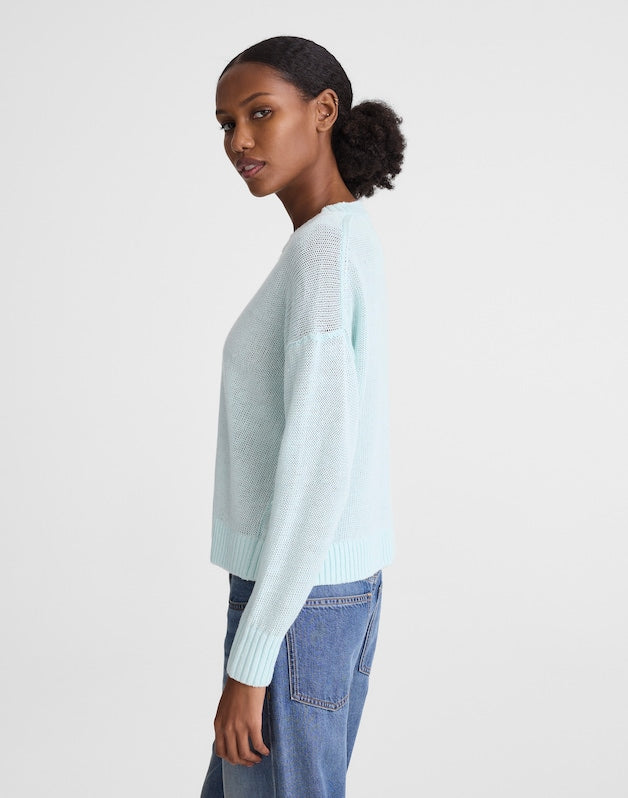 Linen Drop-Shoulder Sweater LIGHT TURQUOISE