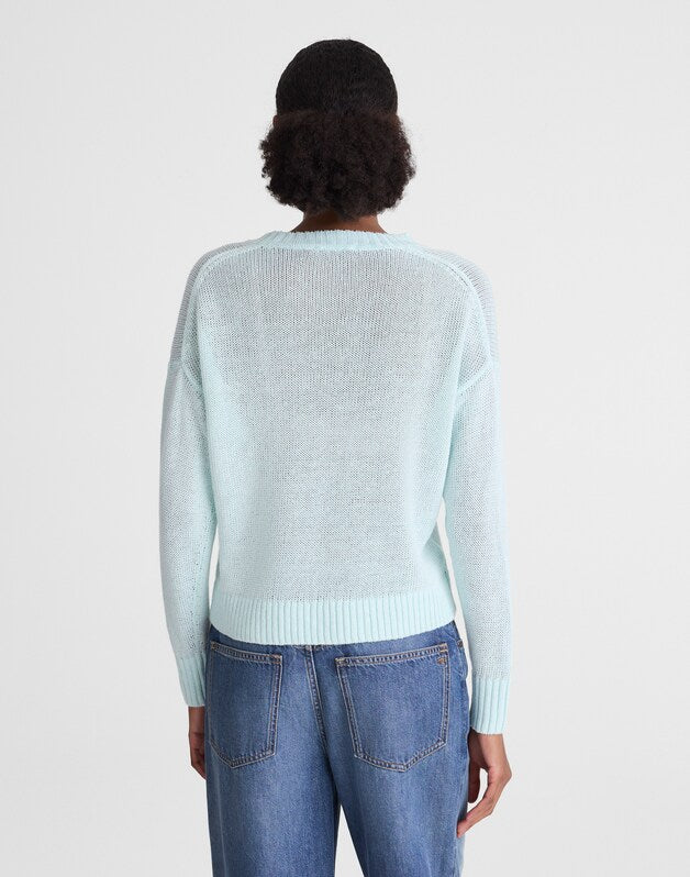 Linen Drop-Shoulder Sweater LIGHT TURQUOISE