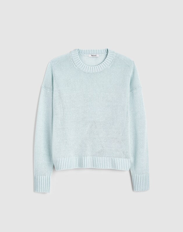 Linen Drop-Shoulder Sweater LIGHT TURQUOISE