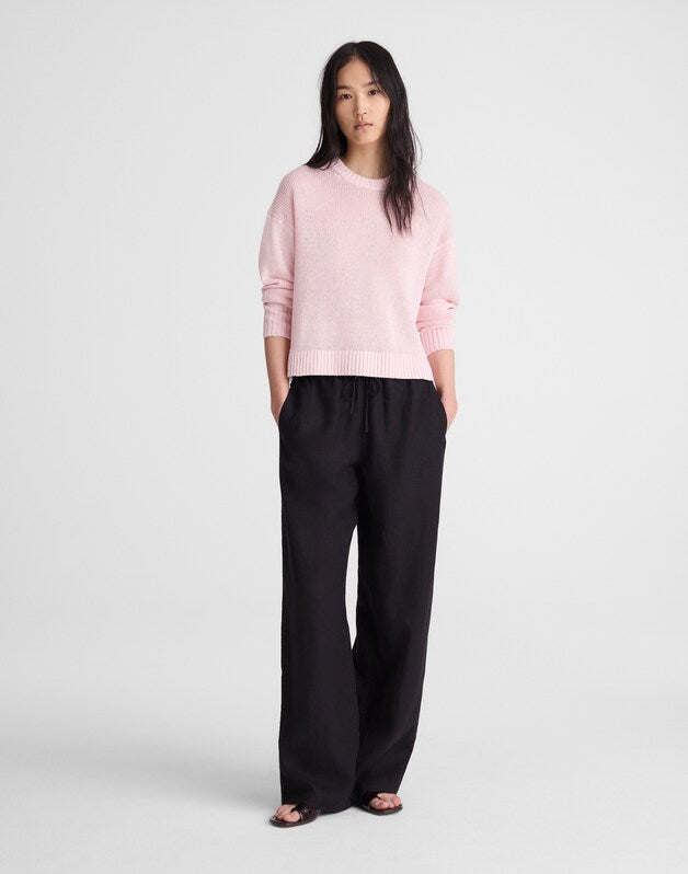 Linen Drop-Shoulder Sweater PINK BLUSH