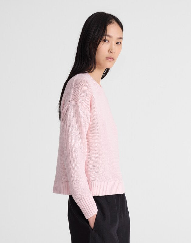 Linen Drop-Shoulder Sweater PINK BLUSH