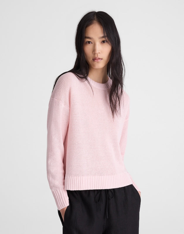 Linen Drop-Shoulder Sweater PINK BLUSH