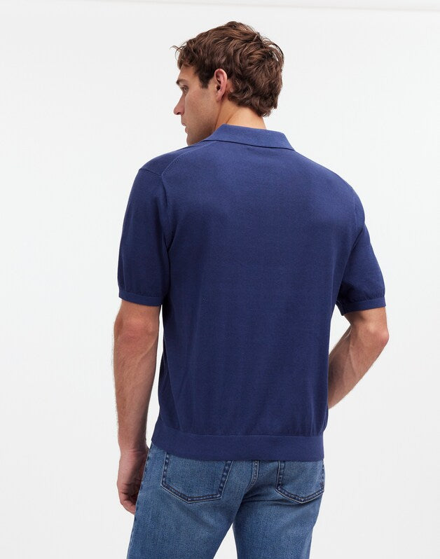 Three-Button Sweater Polo in Garment Dye CLASSIC INDIGO
