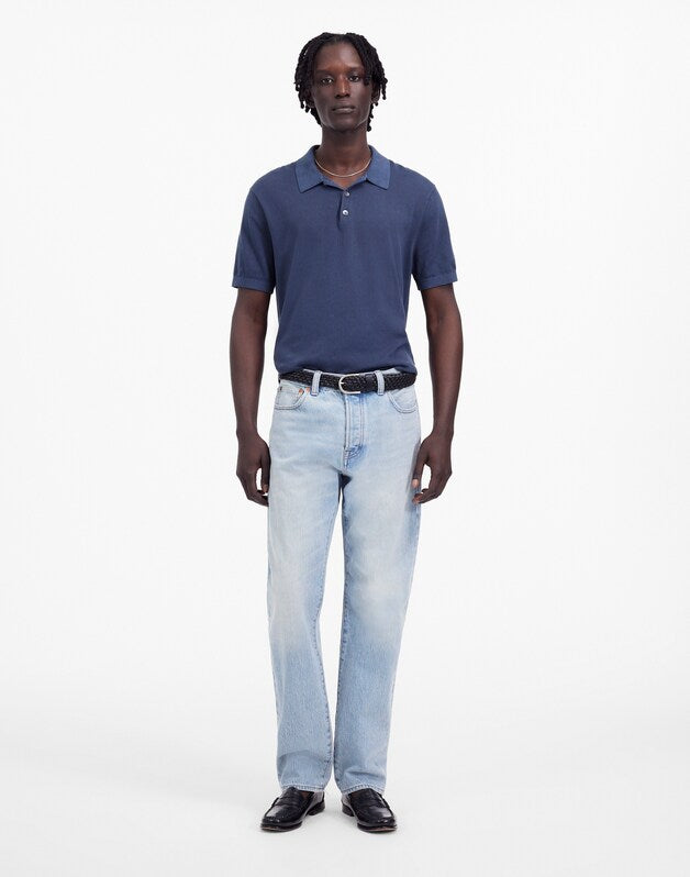 Three-Button Sweater Polo in Garment Dye NIGHT INDIGO
