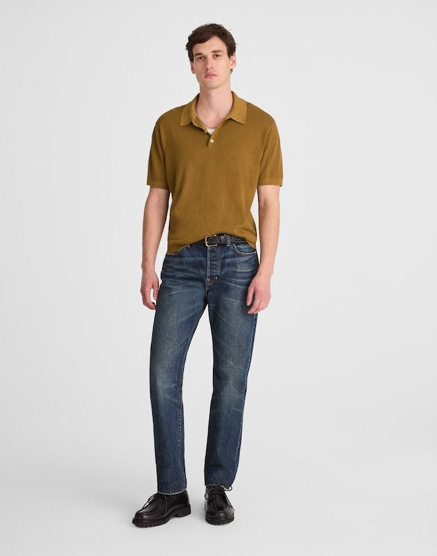 Three-Button Sweater Polo in Garment Dye FADED BIRCH