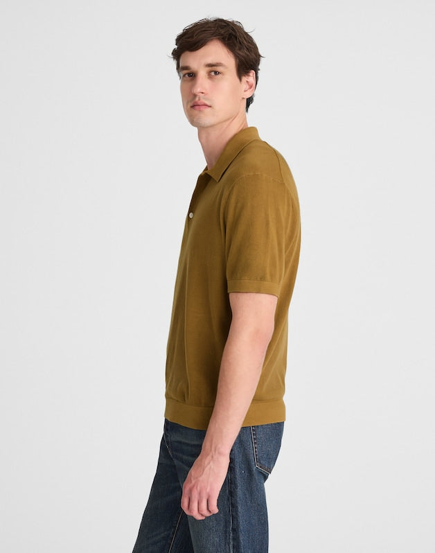 Three-Button Sweater Polo in Garment Dye FADED BIRCH