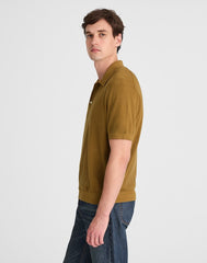 Three-Button Sweater Polo in Garment Dye FADED BIRCH
