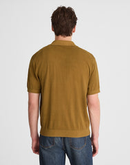Three-Button Sweater Polo in Garment Dye FADED BIRCH