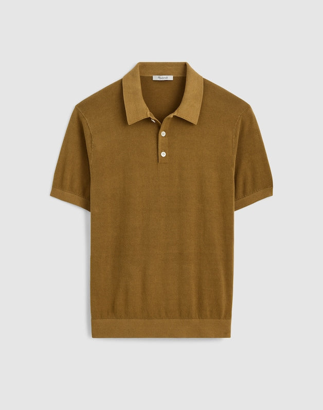 Three-Button Sweater Polo in Garment Dye FADED BIRCH