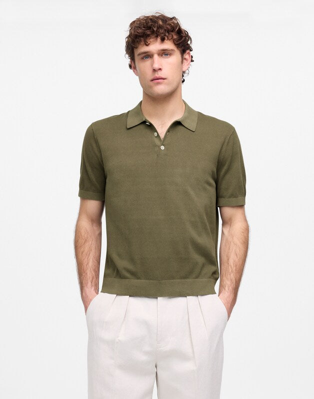 Three-Button Sweater Polo in Garment Dye PRESSED SAGE