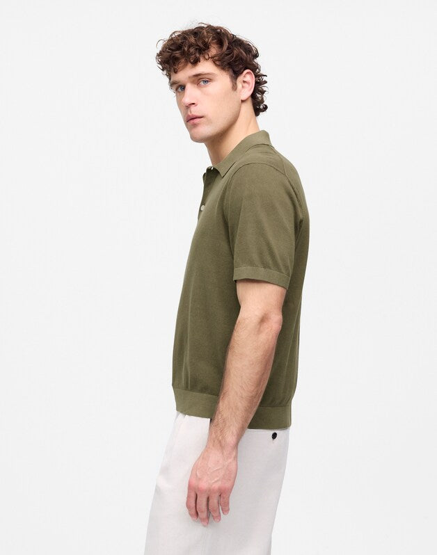 Three-Button Sweater Polo in Garment Dye PRESSED SAGE
