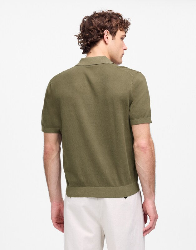 Three-Button Sweater Polo in Garment Dye PRESSED SAGE